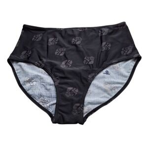Margaritaville Bikini Swim Bottom 12 Black Print‎ High Waist Tropical Parrot NWT